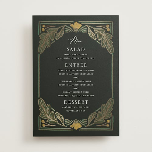 This is a buttercup menu cards with foil pressed by Jen Owens called embellished printing on signature in 5x7