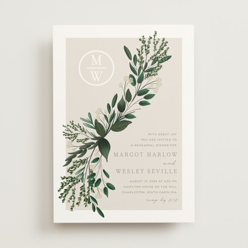 This is a cypress rehearsal dinner invitations with standard by Kaydi Bishop called watermark printing on signature in standard
