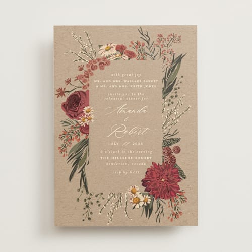This is a autumn rehearsal dinner invitations with standard by Susan Moyal called organic florals printing on signature in standard