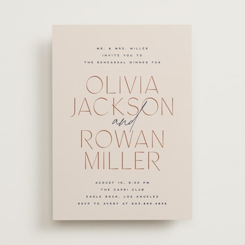This is a beach rehearsal dinner invitations with standard by Owl and Toad called forward printing on signature in standard