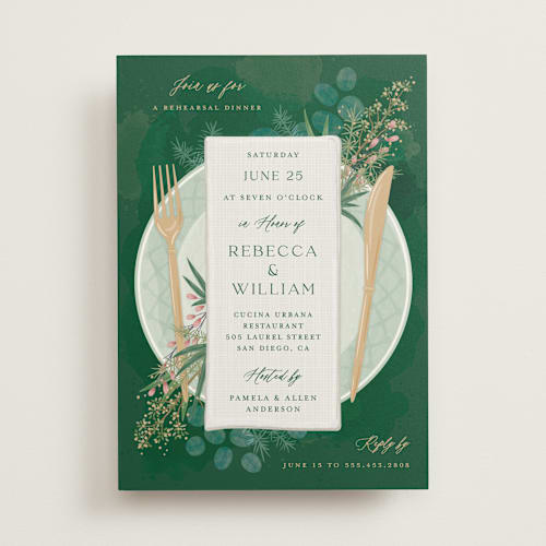This is a thyme rehearsal dinner invitations with standard by Paper Sun Studio called time to dine printing on signature in standard