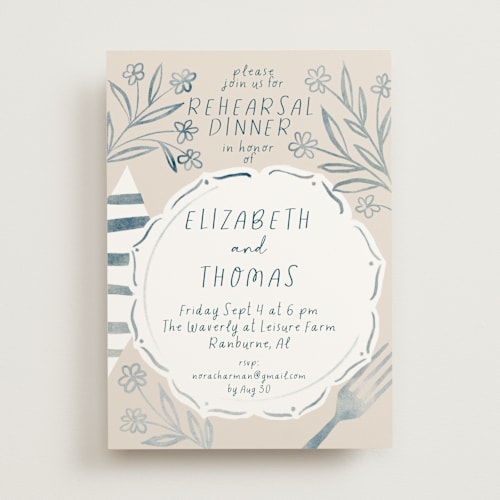 This is a mist rehearsal dinner invitations with standard by Petra Kern called sketched dinner printing on signature in standard
