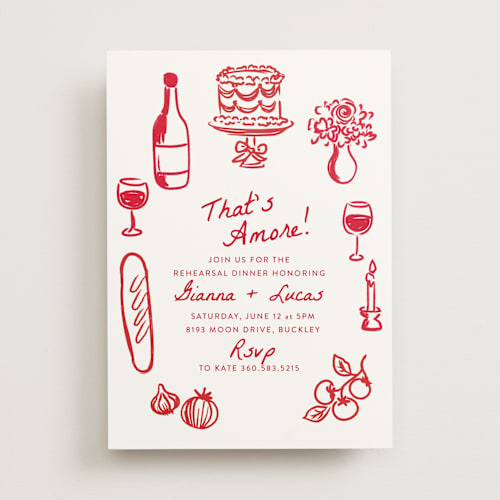 This is a tomato rehearsal dinner invitations with standard by Itsy Belle Studio called that's amore printing on signature in standard