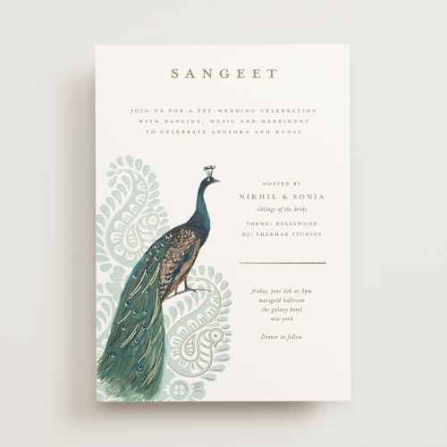 This is a mint foil stamped wedding invitations with foil pressed by Teju Reval called royal wedding printing on signature in standard