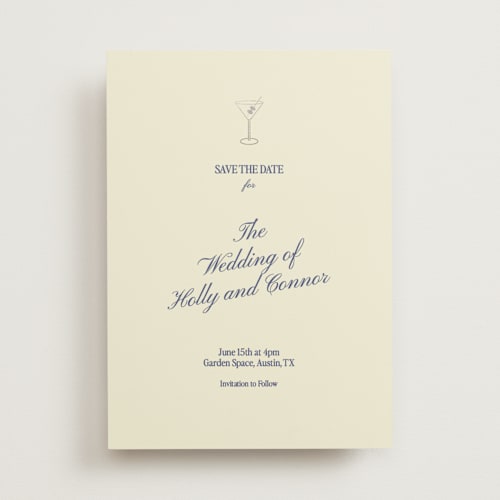 This is a celeste foil stamped save the date cards with foil pressed by Helena Vitto called elizabeth printing on signature in standard