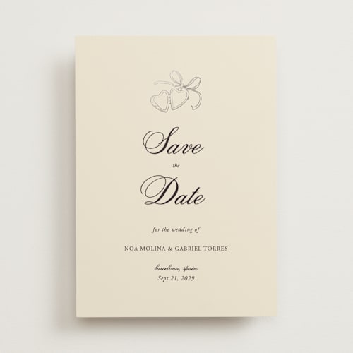 This is a coal foil stamped save the date cards with foil pressed by Ani Somi called locket printing on signature in standard