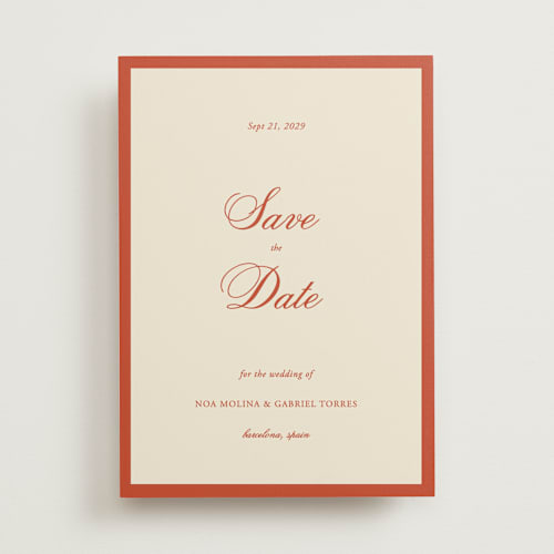 This is a cherry save the date with standard by Ani Somi called borders printing on signature in standard