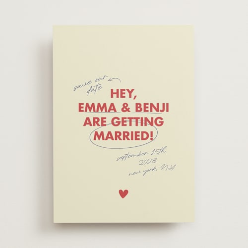 This is a latte save the date with standard by Helena Vitto called love note printing on signature in standard