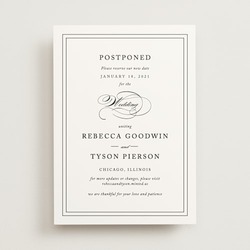 This is a vanilla save the date with standard by Kimberly FitzSimons called eloquence printing on signature in standard