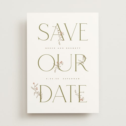 This is a ivy save the date with standard by Susan Zinader called endless summer printing on signature in standard
