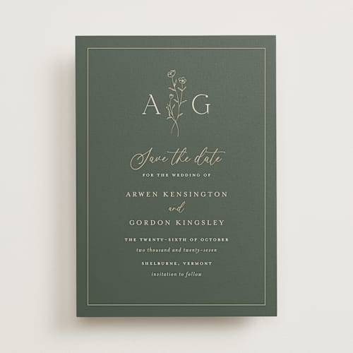 This is a juniper save the date with standard by chocomocacino called kouignette printing on signature in standard