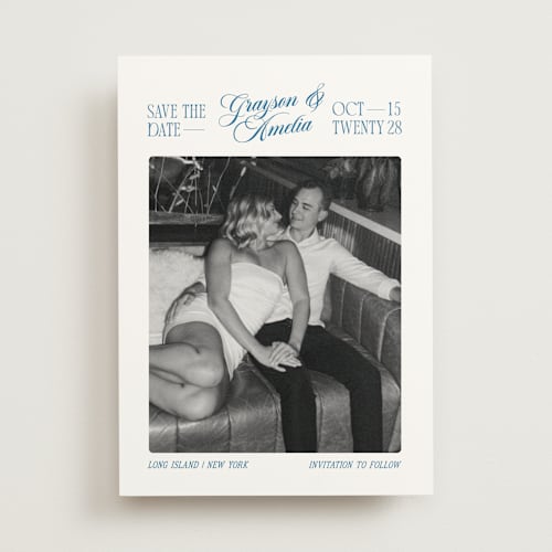 This is a lake save the date with standard by Robert and Stella called opening credits printing on signature in standard