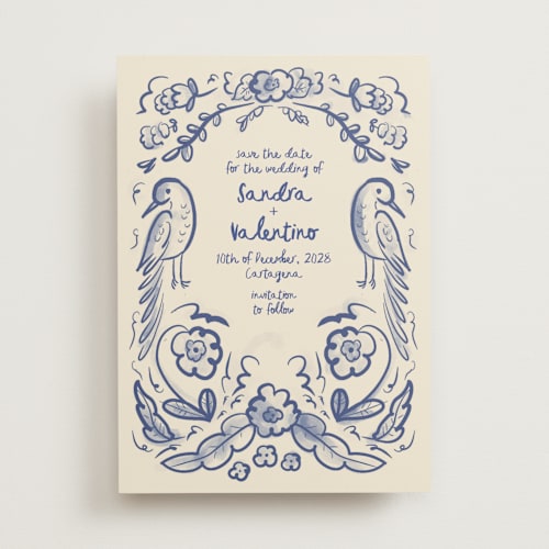 This is a marseille blue save the date with standard by Ani Somi called santa catalina printing on signature in standard