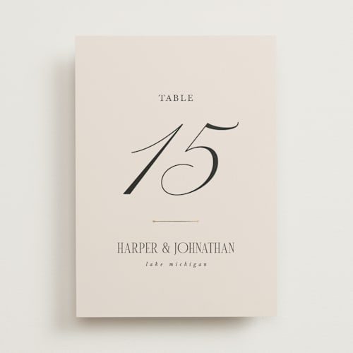 This is a linen table numbers with foil pressed by Kate Ahn called mirin printing on doublethick in standard