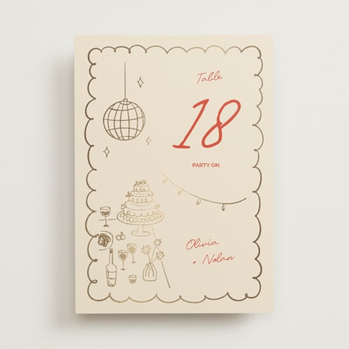 This is a sangria spark table numbers with foil pressed by Zove Ahhh called party on! printing on doublethick in standard