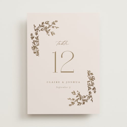 This is a spun sugar table numbers with foil pressed by Jessica Williams called classique printing on doublethick in standard