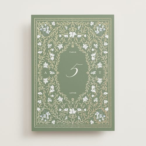 This is a morris table numbers with foil pressed by Claudia Orengo called victorian printing on doublethick in standard