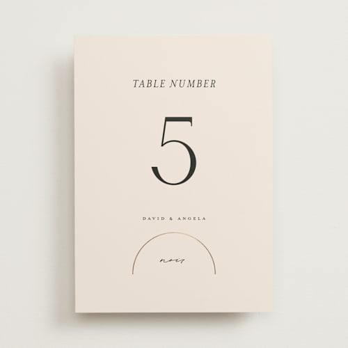 This is a latte table numbers with foil pressed by Christie Garcia called modernist monogram printing on doublethick in standard