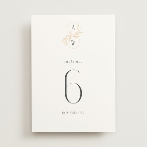 This is a chantilly table numbers with foil pressed by Jessica Williams called vining printing on doublethick in standard