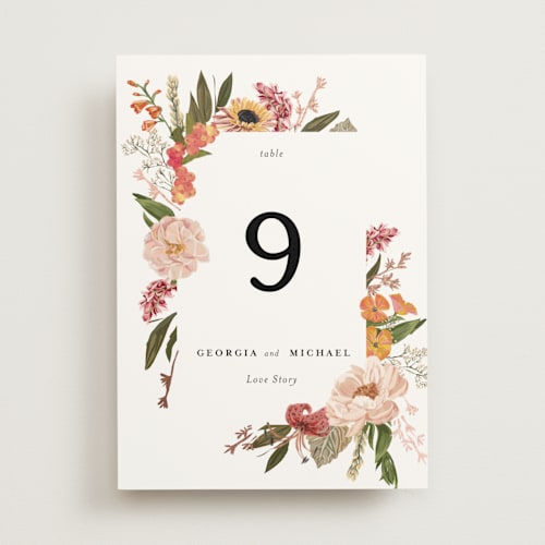 This is a summer table numbers with foil pressed by Susan Moyal called harmony printing on doublethick in standard
