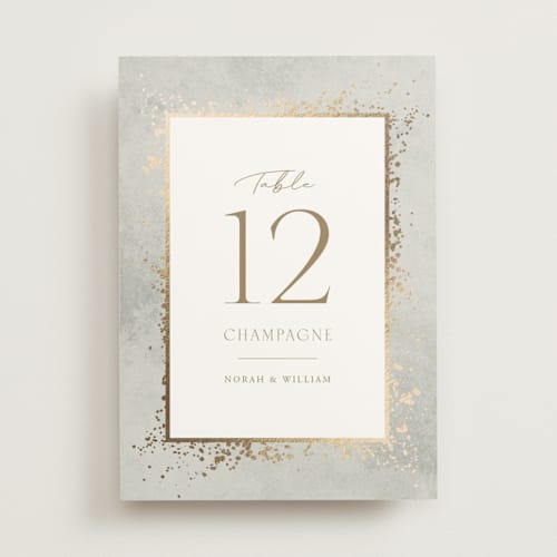 This is a dove table numbers with foil pressed by Meggy Masters called effervescent printing on doublethick in standard