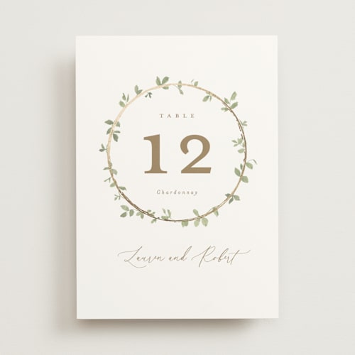 This is a ivy table numbers with foil pressed by Everett Paper Goods called canopy printing on doublethick in standard