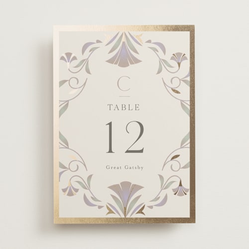 This is a vanilla table numbers with foil pressed by Lori Wemple called deco nouveau printing on doublethick in standard