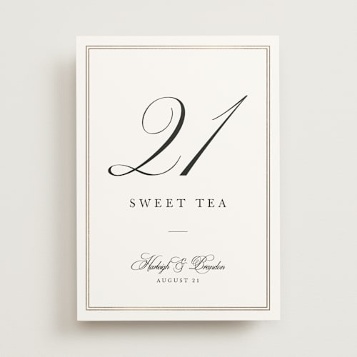 This is a snow table numbers with foil pressed by Sarah Brown called traditionalist printing on doublethick in standard