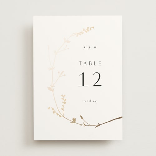 This is a cotton table numbers with foil pressed by Amy Kross called vine wrap printing on doublethick in standard