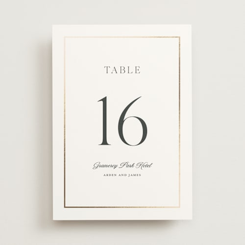 This is a pearl table numbers with foil pressed by Stacey Meacham called opulence printing on doublethick in standard