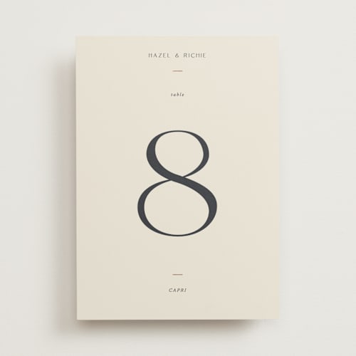 This is a linen table numbers with foil pressed by Blustery August called walnut printing on doublethick in standard