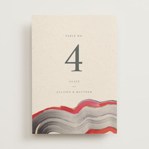 This is a gem table numbers with foil pressed by Sumak Studio called agate printing on doublethick in standard