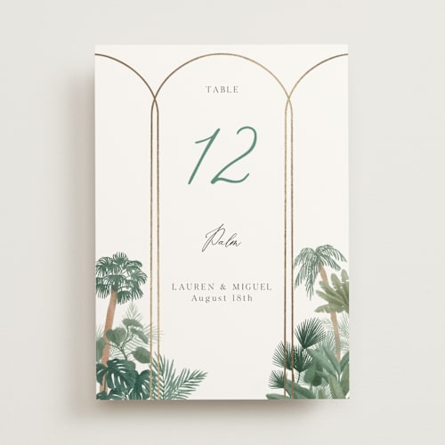 This is a seagreen table numbers with foil pressed by Elly called the greenhouse printing on doublethick in standard