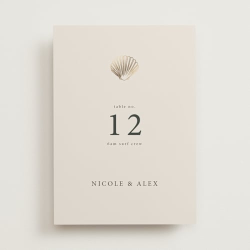 This is a sand table numbers with foil pressed by Hannah Bowman called simple seashell printing on doublethick in standard