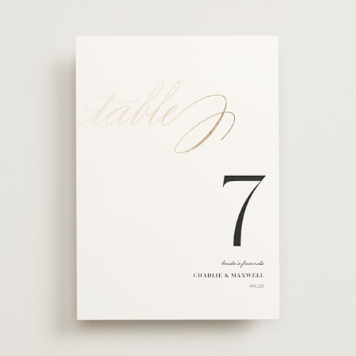 This is a cloud table numbers with foil pressed by Shannon Chen of Four Wet Feet Studio called love printing on doublethick in standard