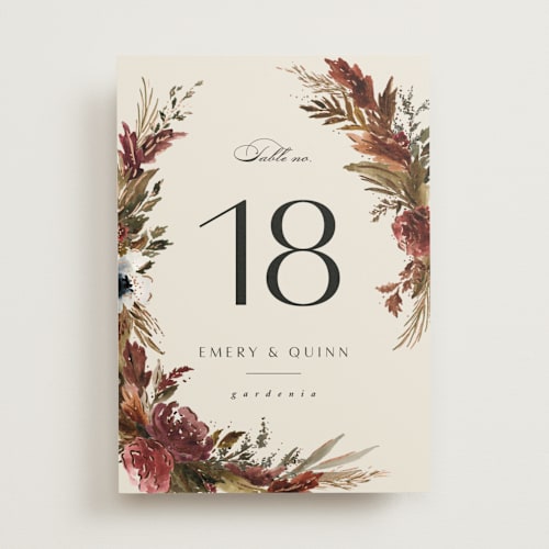 This is a autumn table numbers with foil pressed by Kate Ahn called poetique printing on doublethick in standard
