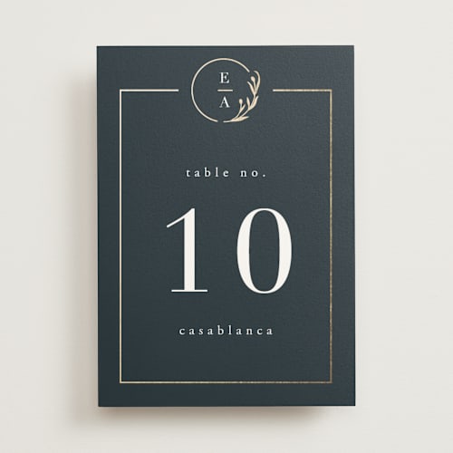 This is a midnight table numbers with foil pressed by Ana de Sousa called for eternity printing on doublethick in standard