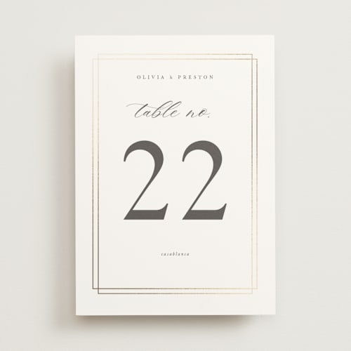 This is a opal table numbers with foil pressed by Robert and Stella called regent printing on doublethick in standard