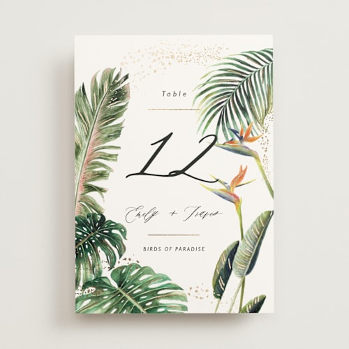 This is a tropical table numbers with foil pressed by Elly called our paradise printing on doublethick in standard