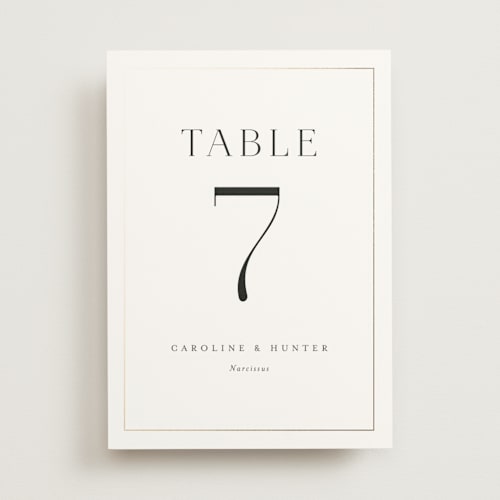 This is a pearl table numbers with foil pressed by Jennifer Postorino called entwine printing on doublethick in standard