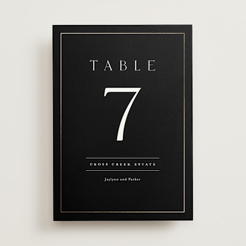 This is a evening table numbers with foil pressed by Stacey Meacham called warm affection printing on doublethick in standard