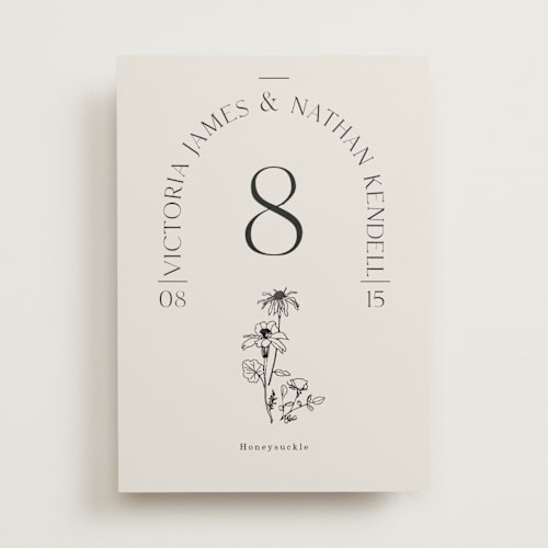 This is a linen table numbers with foil pressed by Baumbirdy called floral type arch printing on doublethick in standard