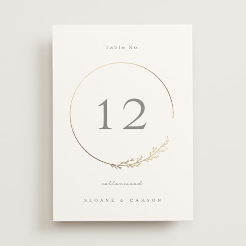 This is a chiffon table numbers with foil pressed by Brianne Larsen called branched printing on doublethick in standard