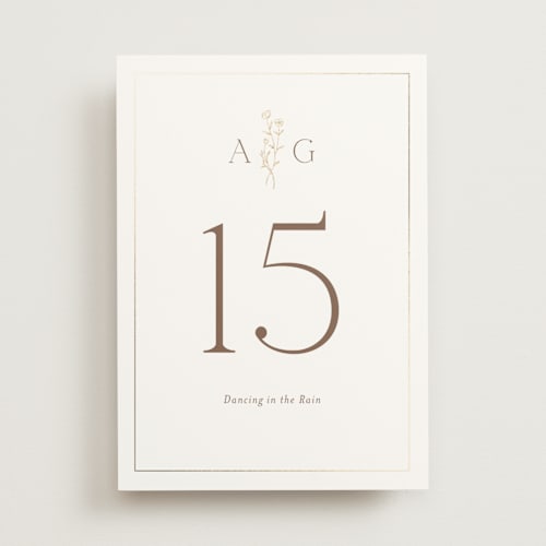 This is a chiffon table numbers with foil pressed by chocomocacino called kouignette printing on doublethick in standard