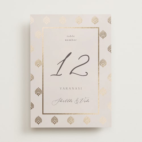 This is a celestial table numbers with foil pressed by Deynaaz Daraei called shraddha printing on doublethick in standard