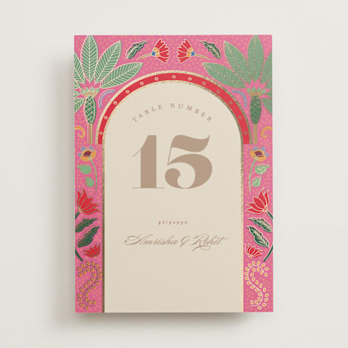 This is a pistachio table numbers with foil pressed by Creo Study called indian garden printing on doublethick in standard