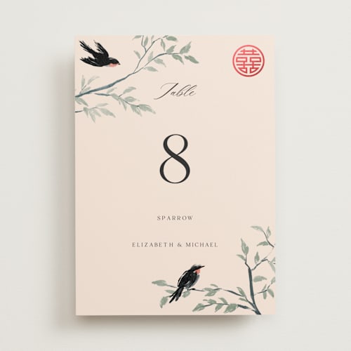 This is a cream table numbers with foil pressed by Elly called lovebirds printing on doublethick in standard