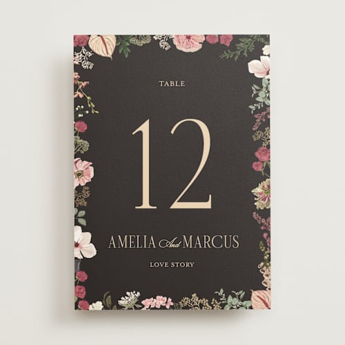 This is a blush table numbers with foil pressed by Susan Moyal called flouriishing printing on doublethick in standard