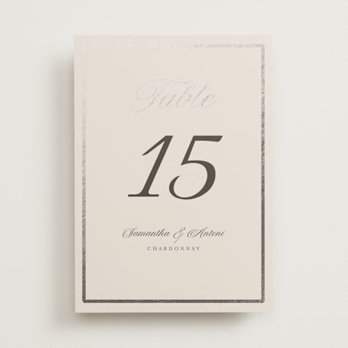 This is a antique table numbers with foil pressed by Nicole Walsh called tux printing on doublethick in standard