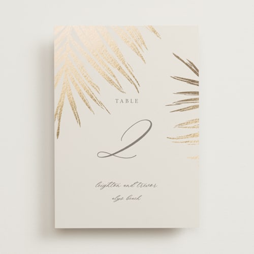 This is a sand table numbers with foil pressed by Melinda Denison called gilded palm printing on doublethick in standard